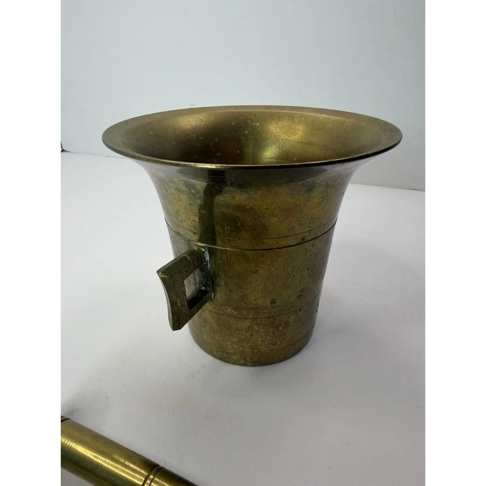 Vintage Heavy Brass Apothecary‎ Pharmacy Mortar And Pestle Pharmacy 4.5